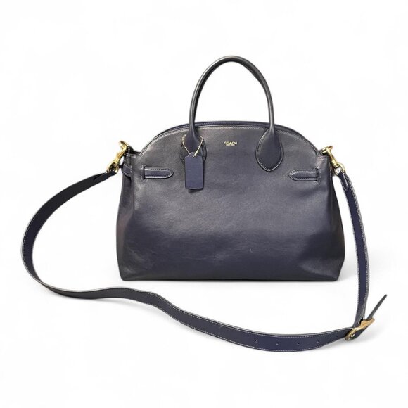 Coach Soft Empire 40 Satchel Bag in Dark Navy Style# A2581-CW616 - Picture 1 of 8